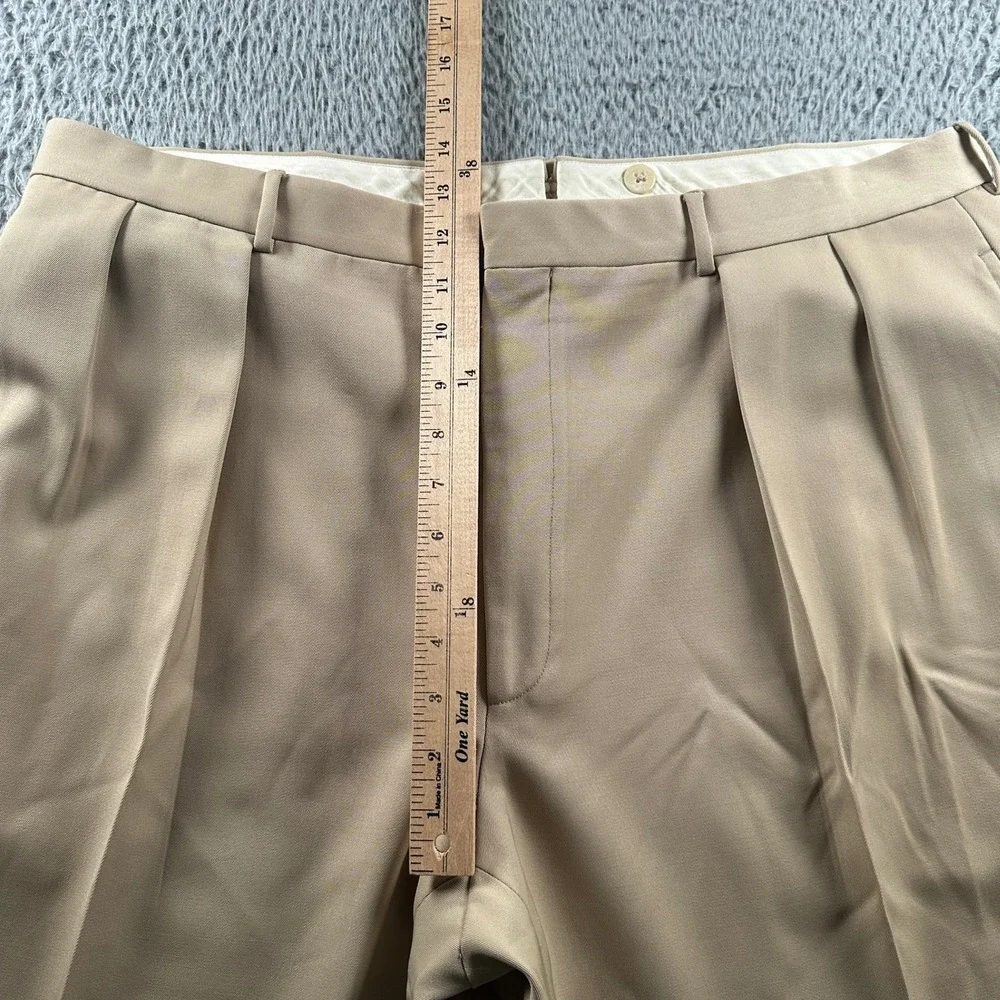 Vtg Polo Ralph Lauren Dress Pants Mens 40(38 Fit)Beige Pleated Virgin Wool Italy